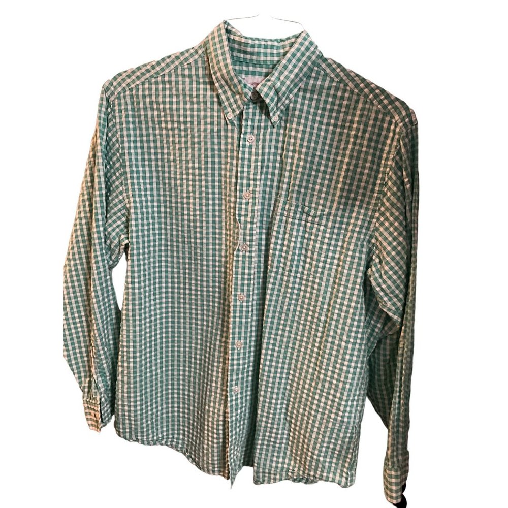 Brooks Brothers Madison Large Green white Textured Shirt